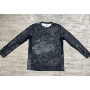 Realtree Fishing Mens Shirt Medium Gray Black Camo Longsleeve UPF Stretch